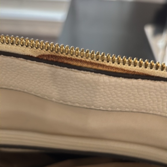 Liz Claiborne Woven Straw & Leather Floral Tote Bag Tan Pink - Picture 12 of 14